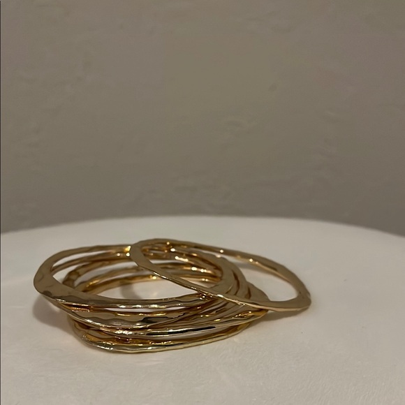 Gold Minimalist Bracelet Set (6 Bangles) - Picture 5 of 6